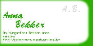 anna bekker business card